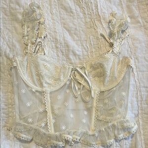 Urban Outfitters White Lace Corset Top